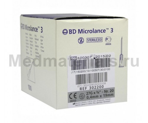 BD Microlance Игла инъекционная одноразовая стерильная 27G (0,4 x 19 мм)