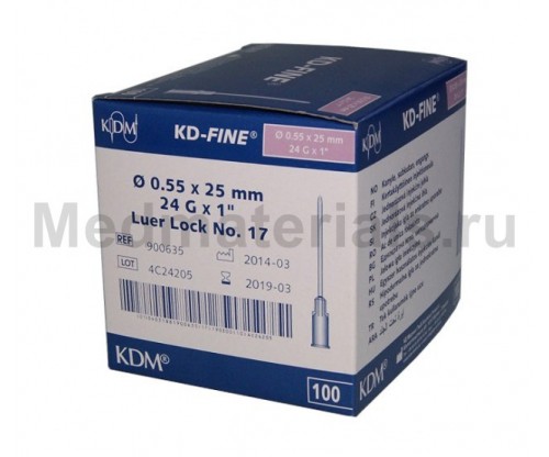 KDM KD-Fine Игла инъекционная одноразовая стерильная 24G (0,55 х 25 мм)