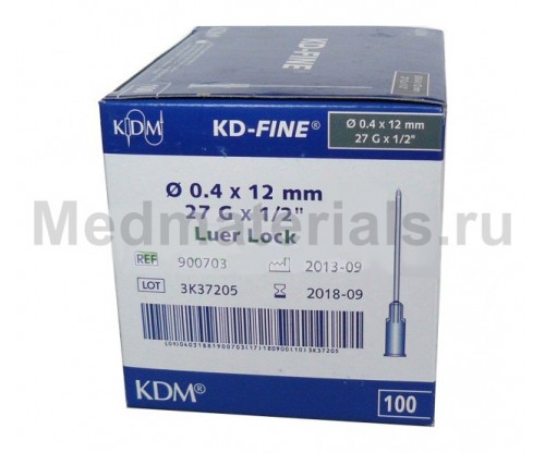 KDM KD-Fine Игла инъекционная одноразовая стерильная 27G (0,4 х 12 мм)