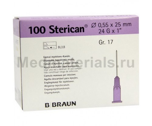 B.Braun Sterican Игла инъекционная одноразовая стерильная 24G (0,55 x 25 мм)